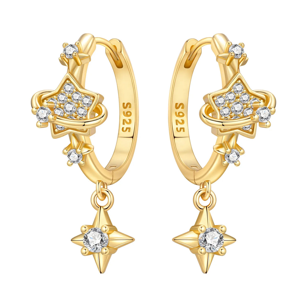 Pendientes Orstarry de Plata de Ley 925 con estrellas bri...