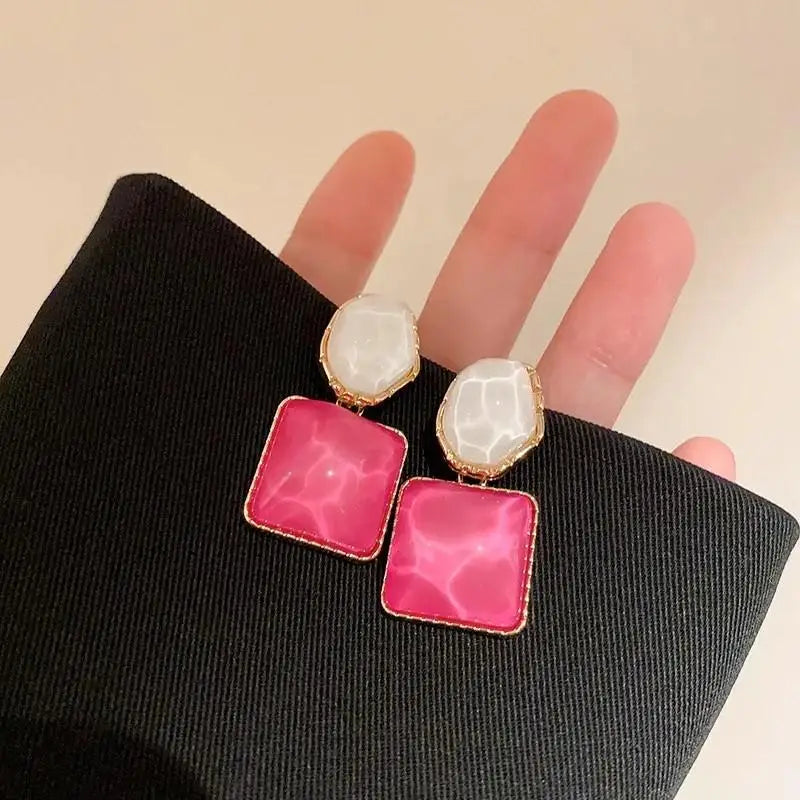 Pendientes de gota de corazón de cristal púrpura para muj...