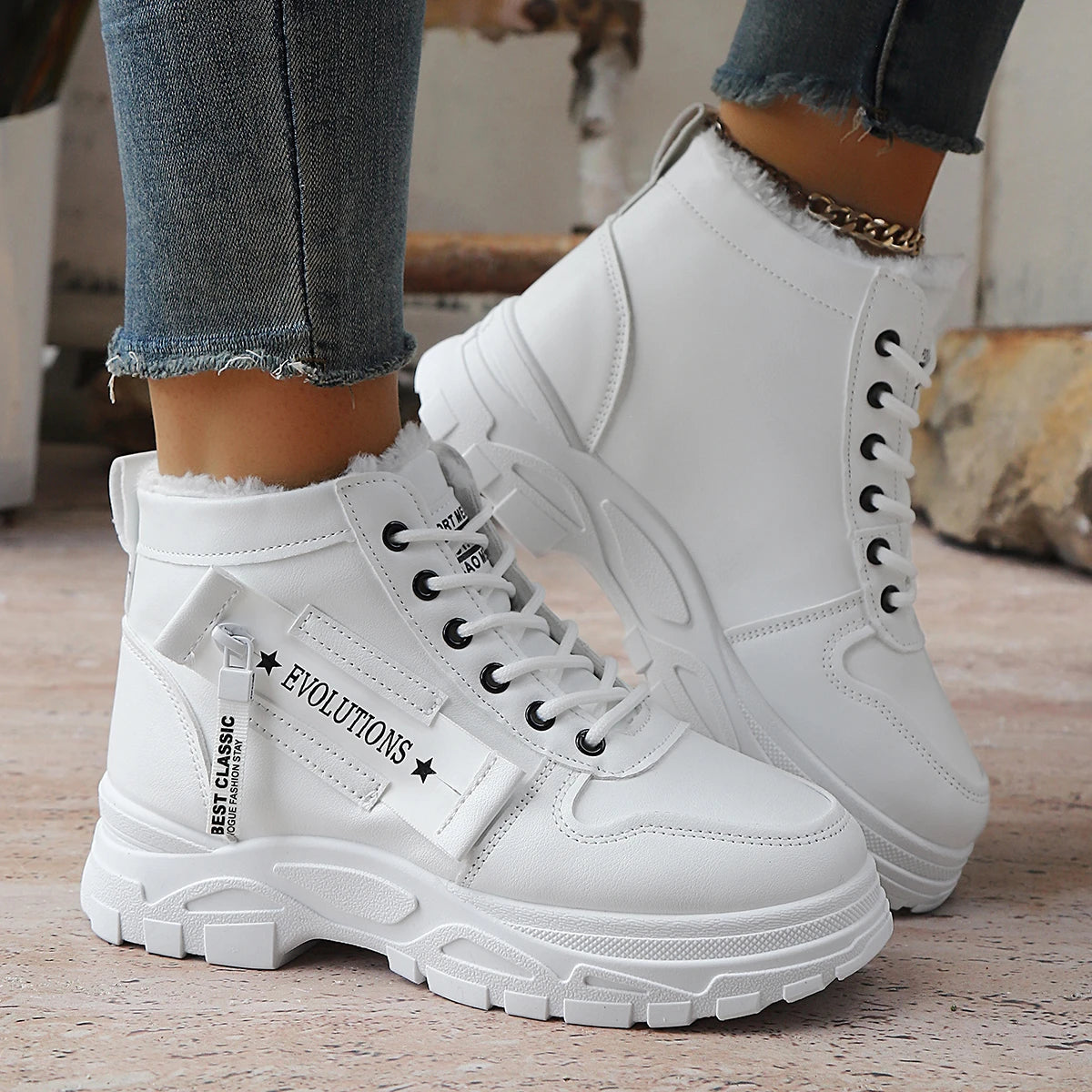 Botas altas de invierno 2025, botas térmicas cortas, mate...