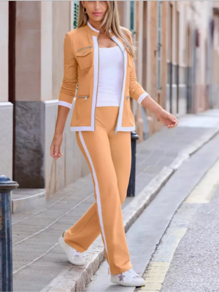 Conjunto de 2 piezas de pantalones informales de Color a ...