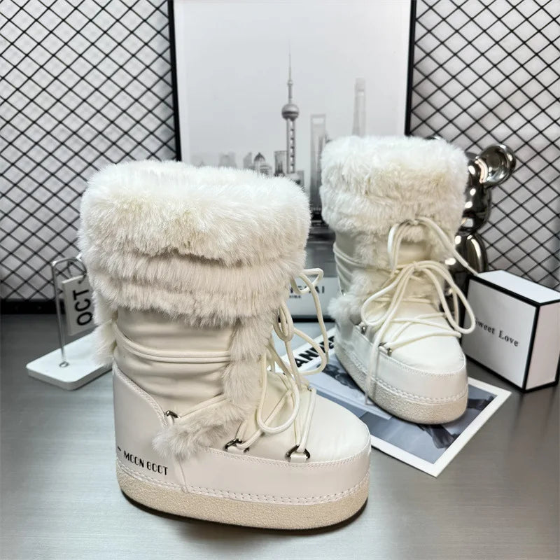 Botas de nieve de moda para mujer, botas altas cálidas y ...