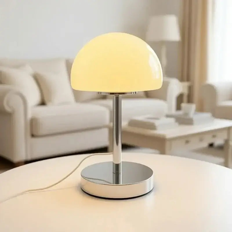 Lámpara de mesa de cristal con cúpula de seta, base de co...