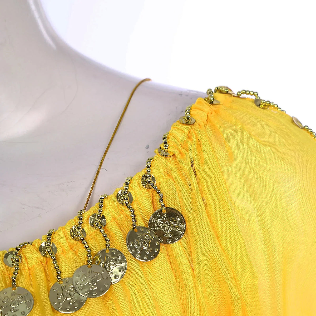 Shiny silver sequin crop top for women with oriental-inspired design, from Corporación Turística, showcasing intricate details.