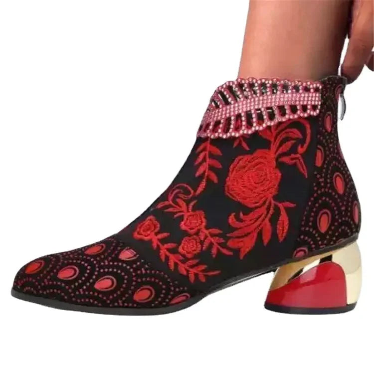 Nuevos botines, zapatos De Mujer, Botas De cuero bordadas...