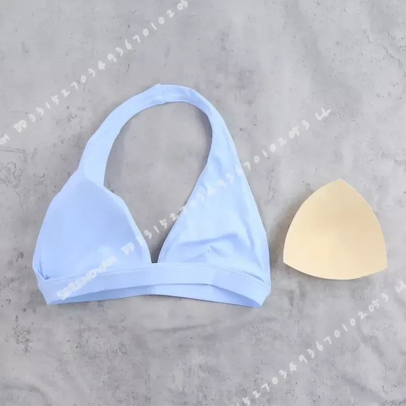 Sujetador deportivo para mujer con diseño de cuello halte...