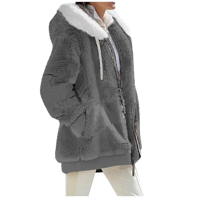 Abrigo informal con capucha y cremallera para mujer, chaq...
