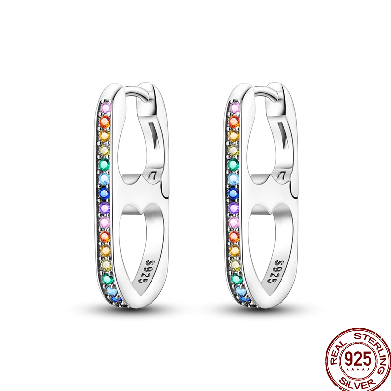 Pendientes Plata de Ley 925 coloridos pendientes de circó...
