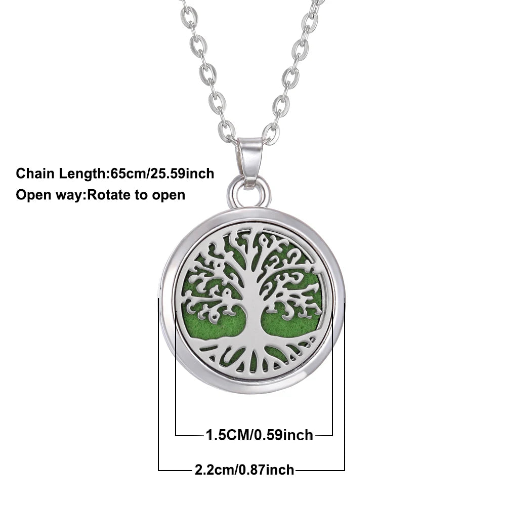 Nueva flor árbol de la vida aromaterapia difusor collar A...