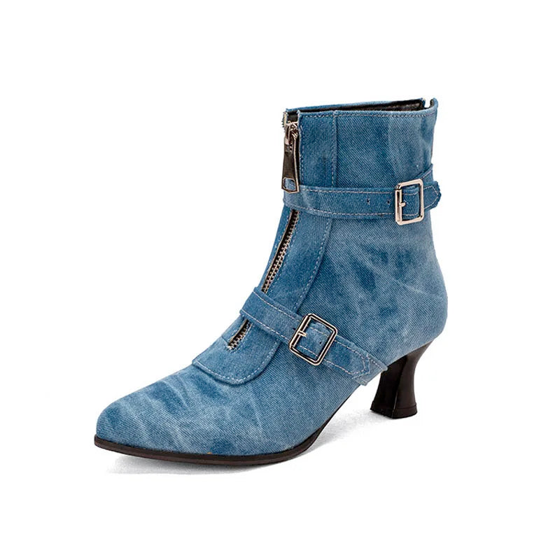 Botines de tacón grueso para mujer, zapatos de invierno c...