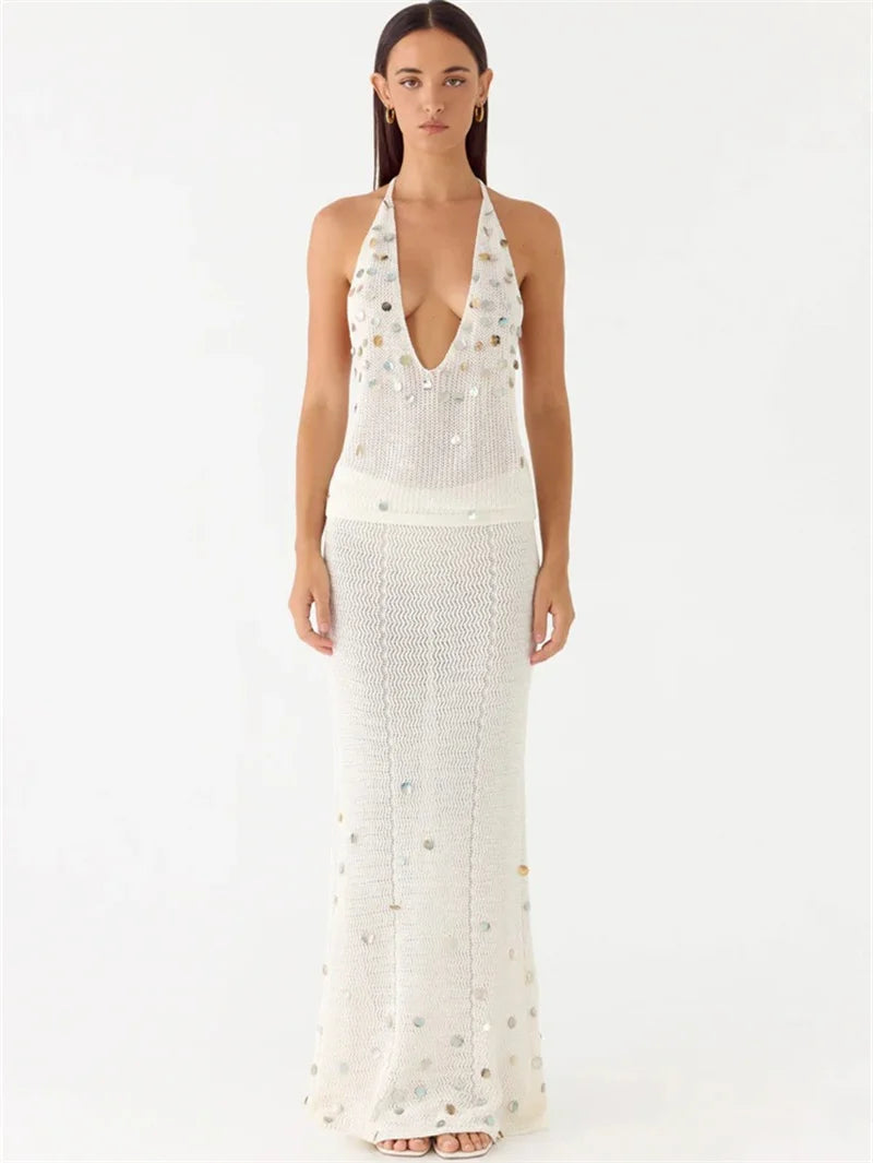 Conjunto de Falda Bodycon con Lentejuelas para Mujer, Top...