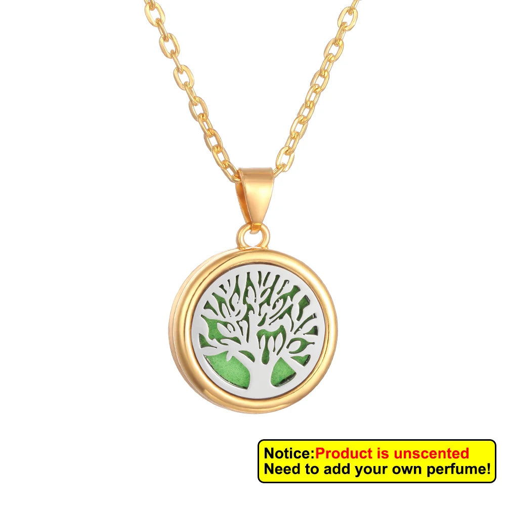 Nueva flor árbol de la vida aromaterapia difusor collar A...
