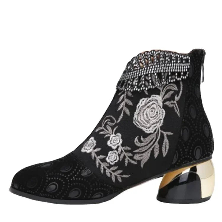 Nuevos botines, zapatos De Mujer, Botas De cuero bordadas...