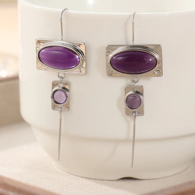 Pendientes ovalados de diseño Vintage con incrustaciones ...