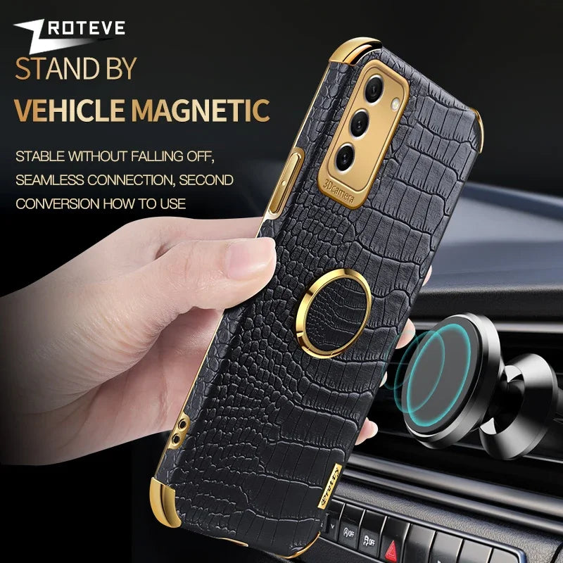 S25 Ultra ZROTEVE crocodile pattern phone case with textured leather look, designed for durable protection.