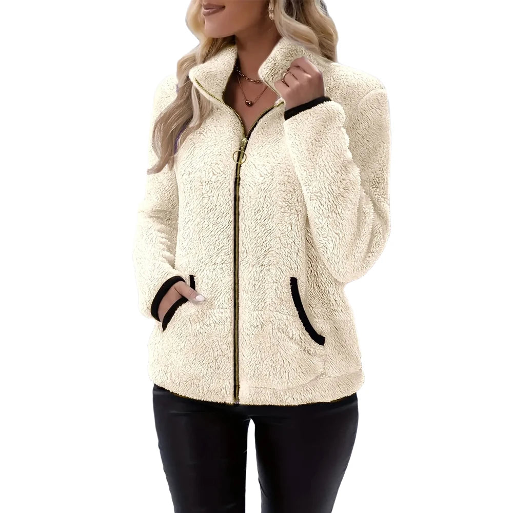 Women's full-zip fleece jacket by Corporación Turística, cozy polar fleece with front zipper, ideal for cold weather.