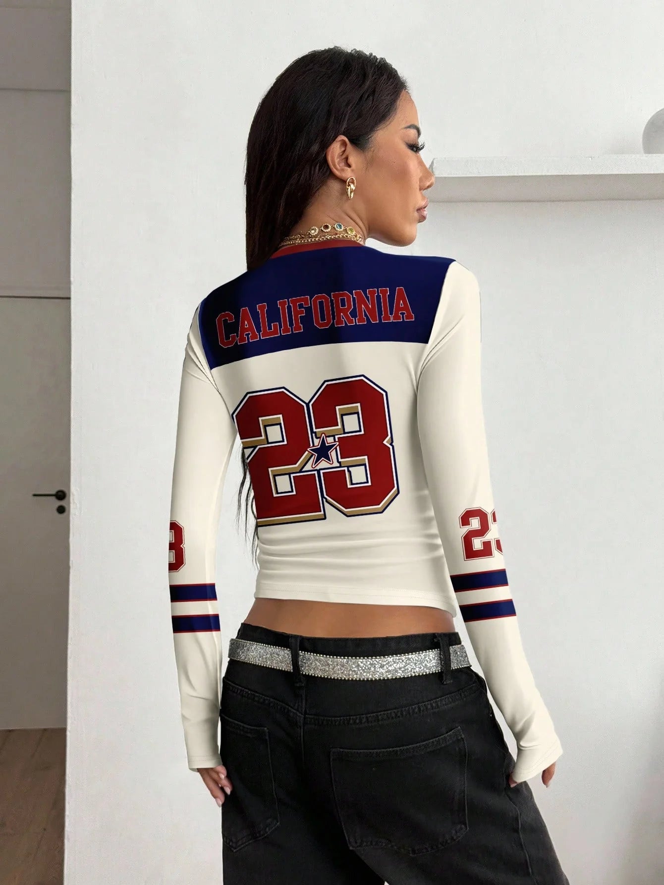 Camiseta estilo bustier con cuello en V para mujer, estil...