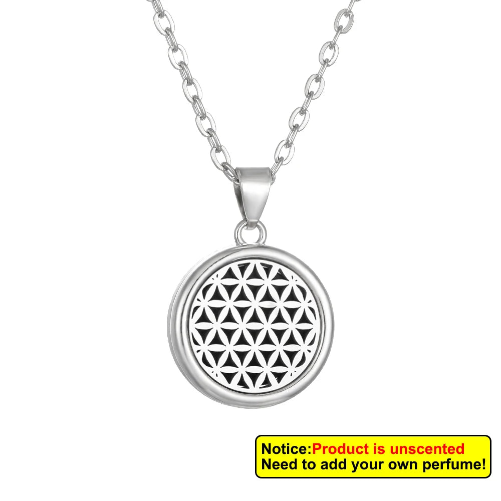 Nueva flor árbol de la vida aromaterapia difusor collar A...