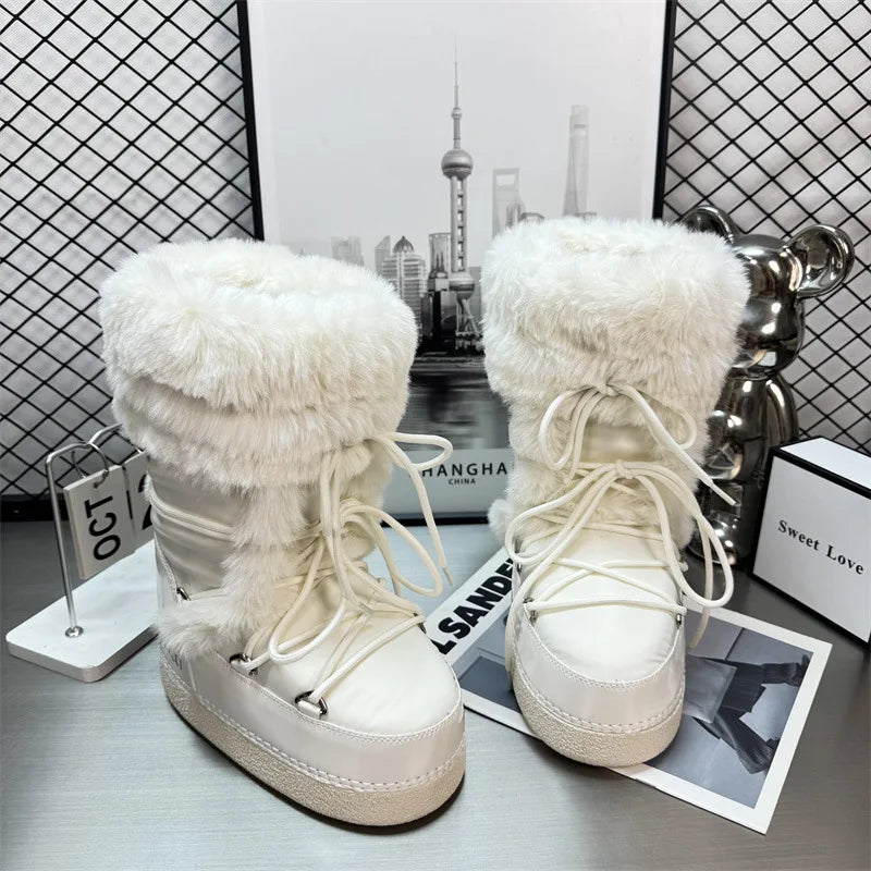 Botas de nieve de moda para mujer, botas altas cálidas y ...