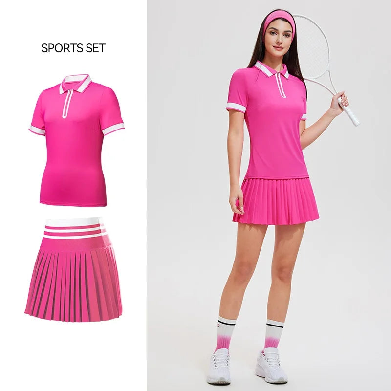2025 Conjunto de verano para mujer, colegiala, Polo de ma...