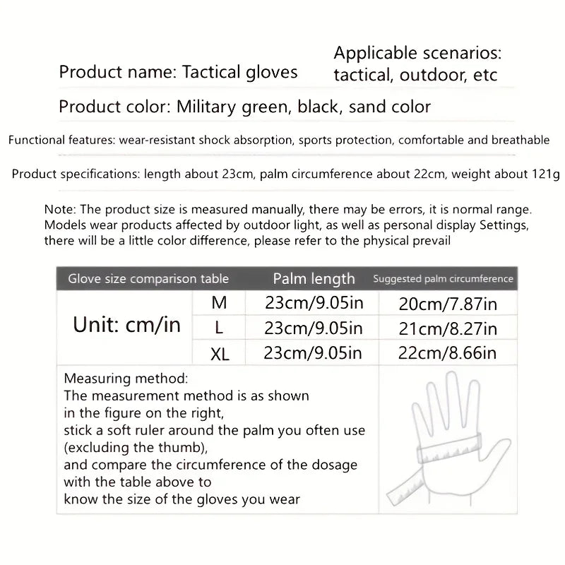 Guantes Tácticos Militares Antideslizantes para Hombre (Negro) - Corporación Turística