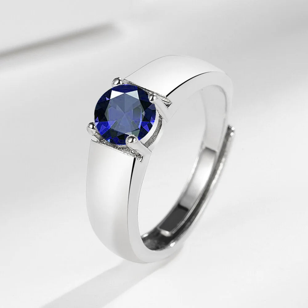 Anillo de Plata de Ley 925 con Moissanita para Hombre, Co...