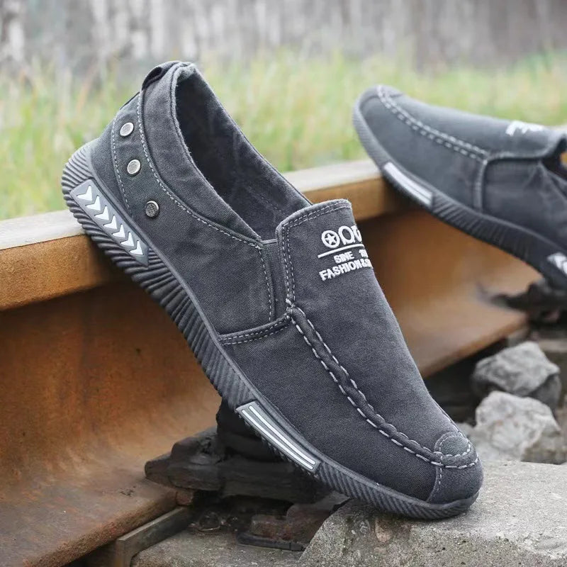 Mocasines Lona Hombre Verano Vintage Sin Cordones Casuales