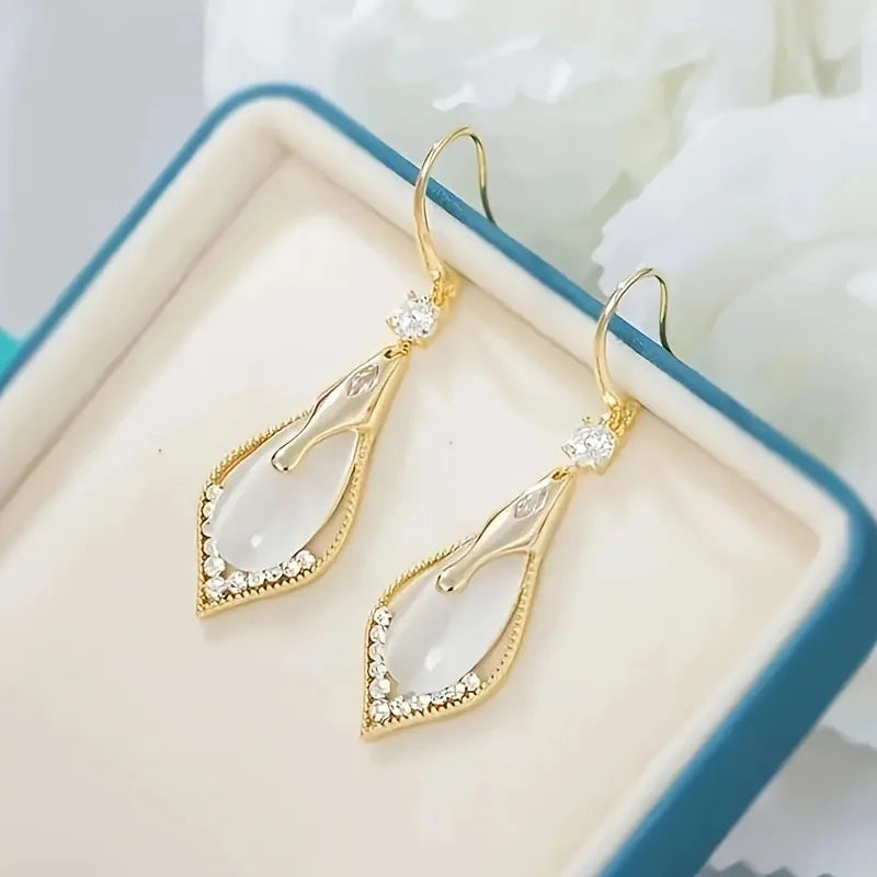 Pendientes colgantes exquisitos de piedra de ojo de gato ...