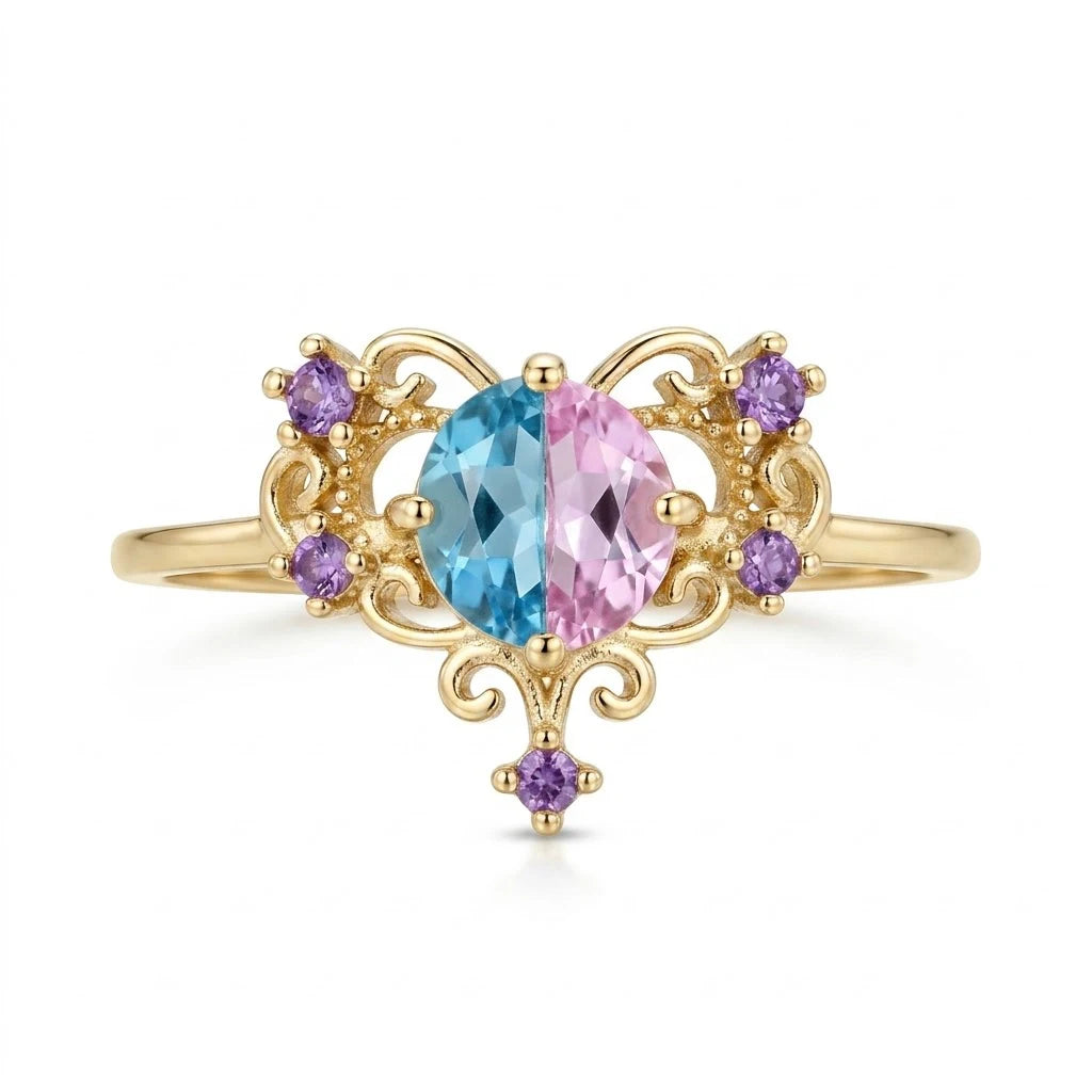 Anillo Flor Circon Colorido Ajustable Mujer Moda Vintage Regalo Joyería