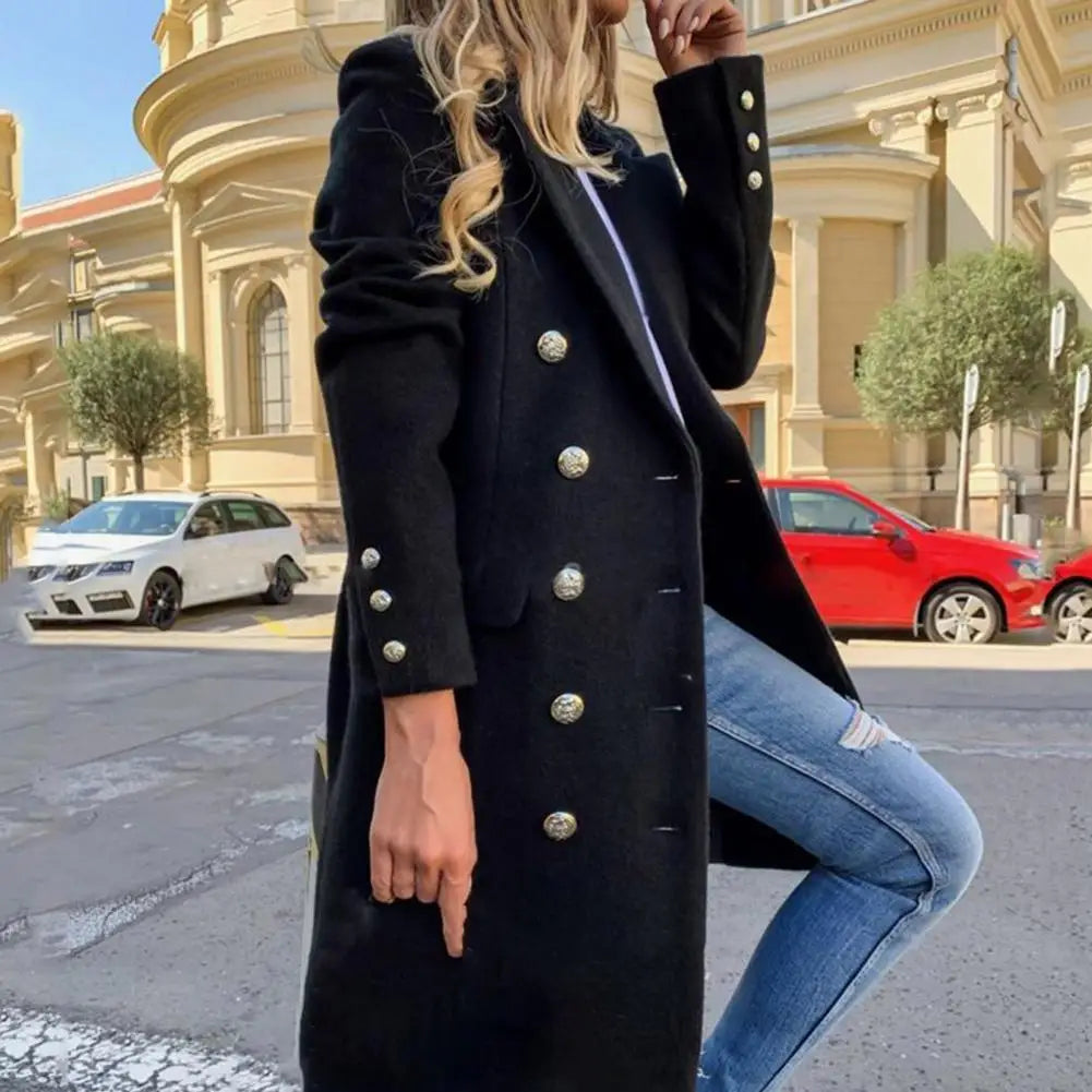 Wool coat for women with long sleeves, perfect for fall and winter, in a stylish, warm design by Corporación Turística.