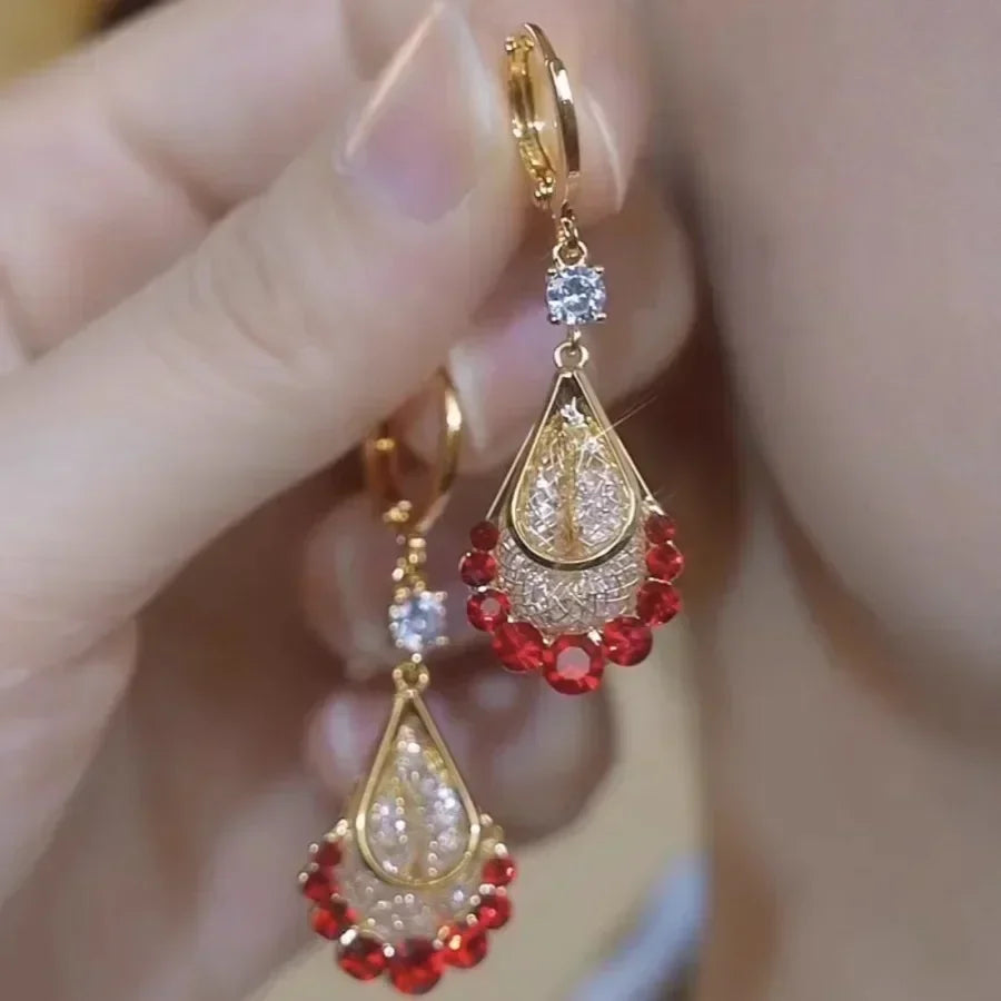 Nuevos exquisitos pendientes colgantes de cristal de circ...