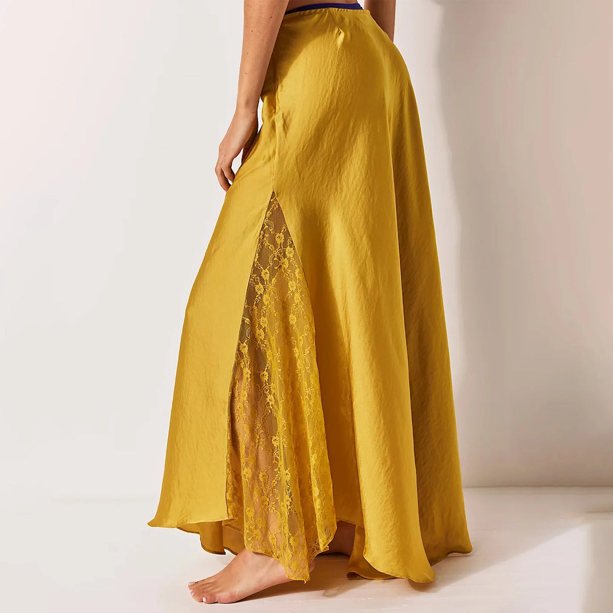 Faldas largas lisas para mujer, faldas elegantes de cintu...