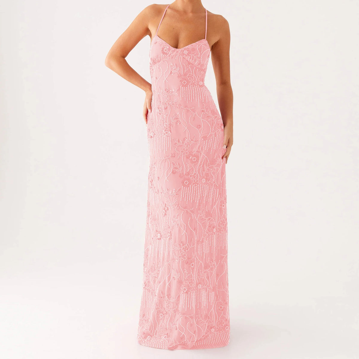 Vestidos largos elegantes con cuentas de lentejuelas para...