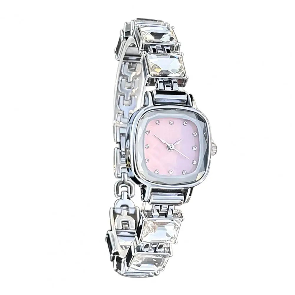 Shiny women's square dial wristwatch by Corporación Turística with a sleek silver band and elegant design.