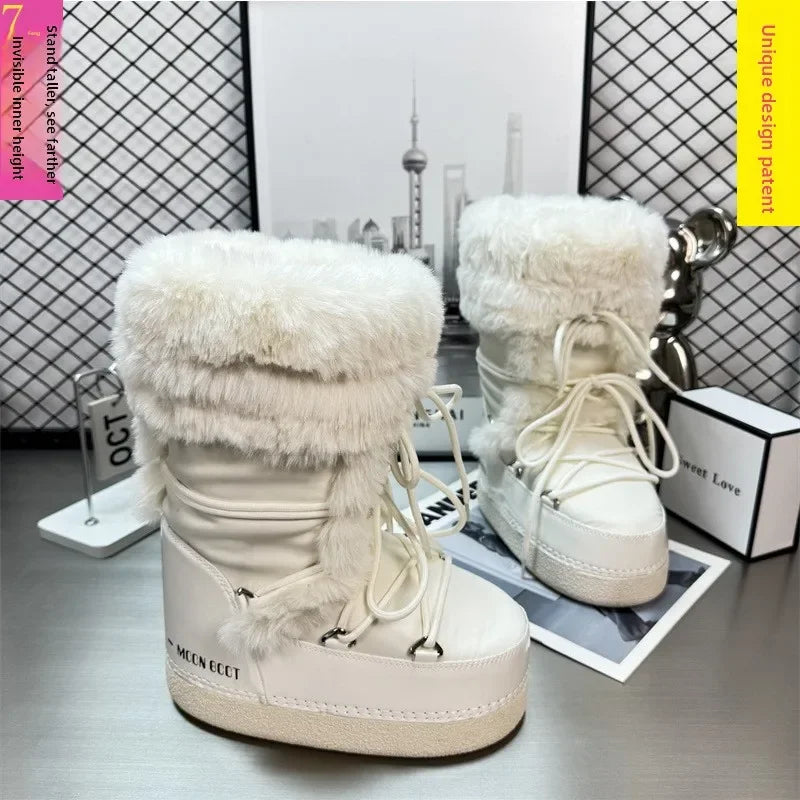 Botas de nieve de moda para mujer, botas altas cálidas y ...