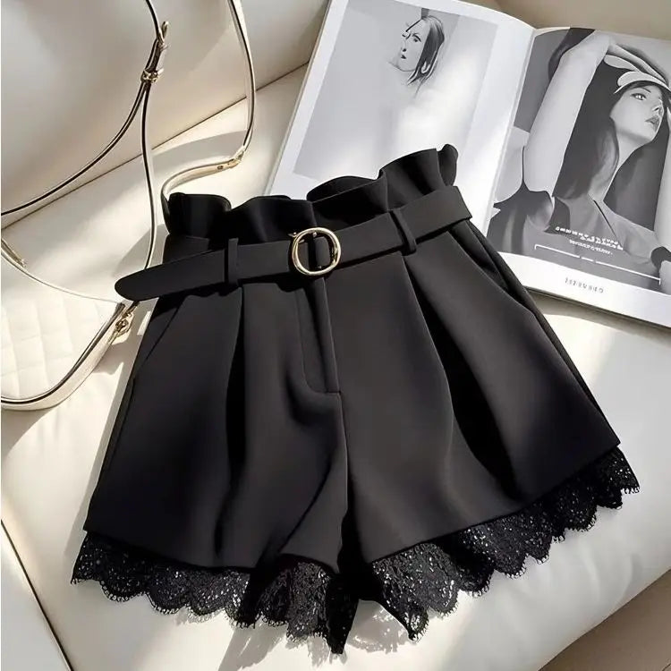 Shorts Negros de Moda para Mujer, Cintura Alta, Delgados,...