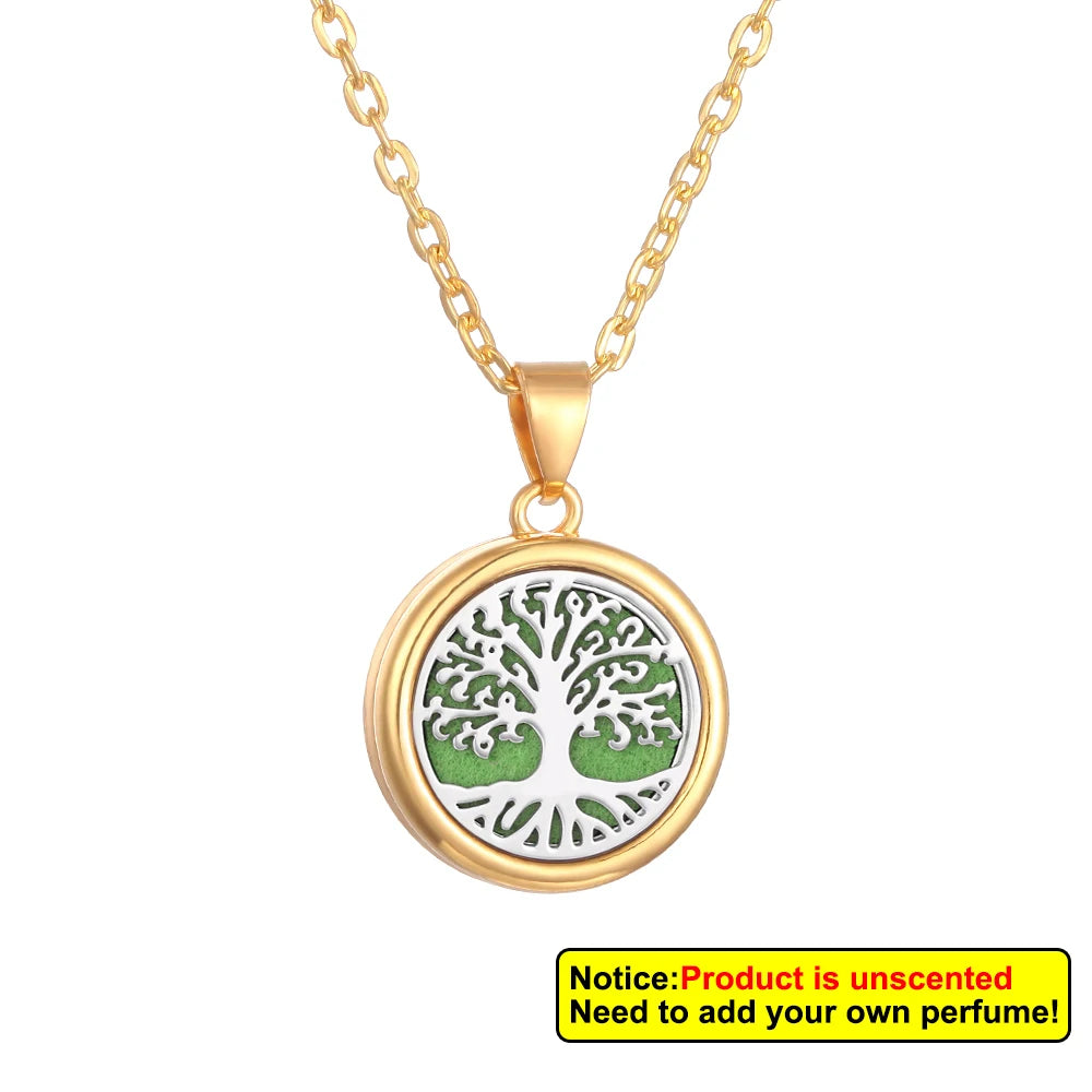 Nueva flor árbol de la vida aromaterapia difusor collar A...