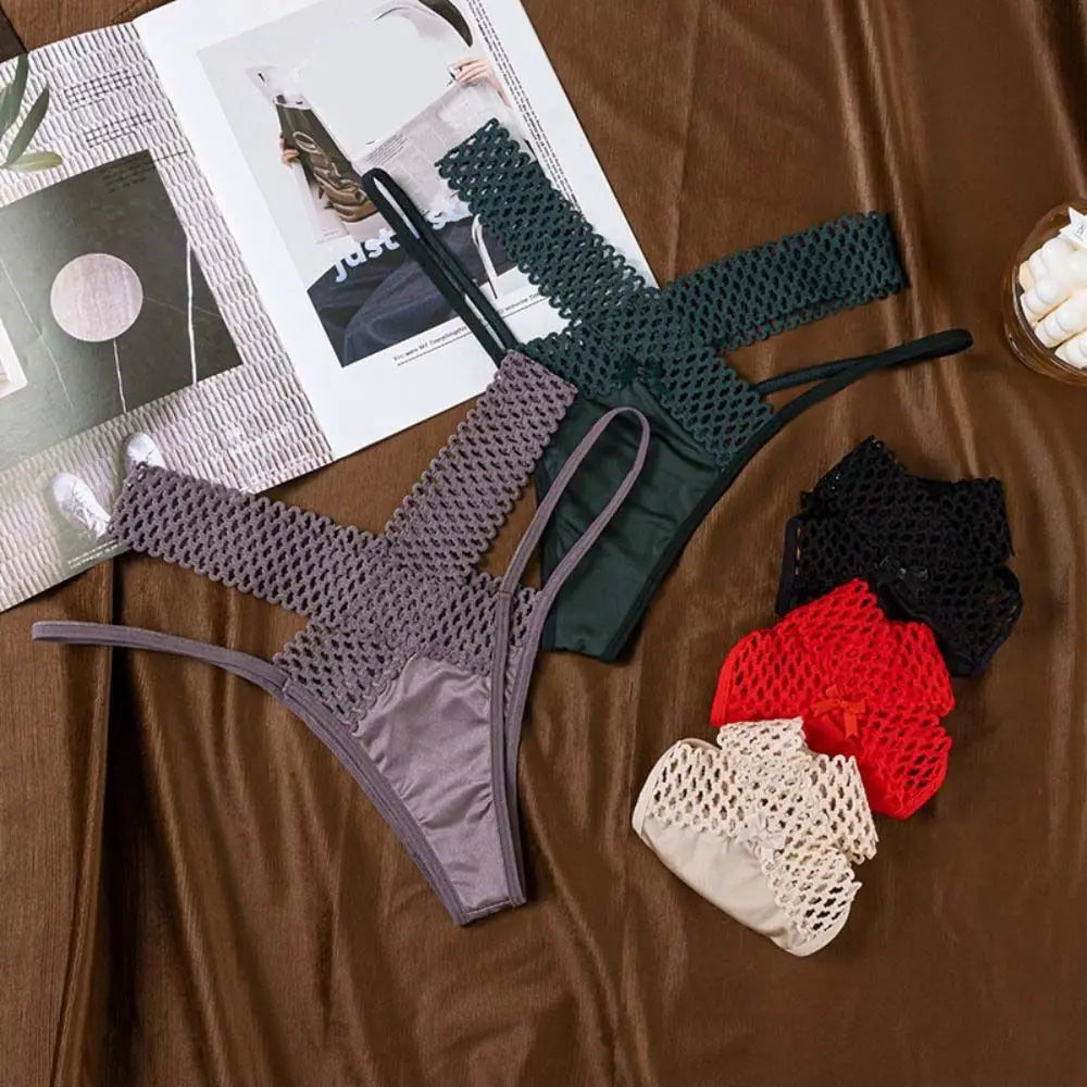 Tanga Cómoda de Cintura Baja con Aberturas, Estilo Francé...
