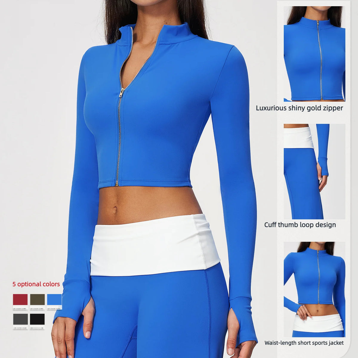 Camiseta Deportiva de Manga Larga para Mujer, con Cierre ...