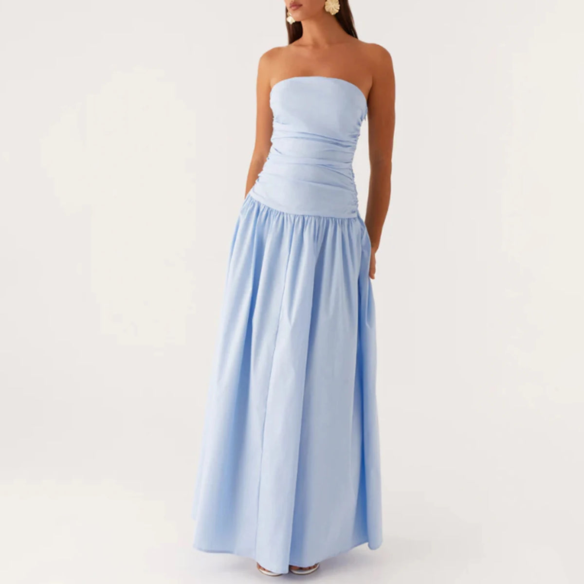 Vestido largo elegante sin tirantes para mujer, vestido v...