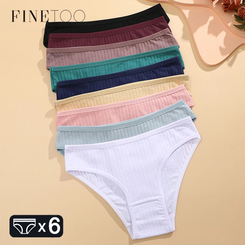 FINETOO 6 unids/set de bragas de algodón para mujer, calz...