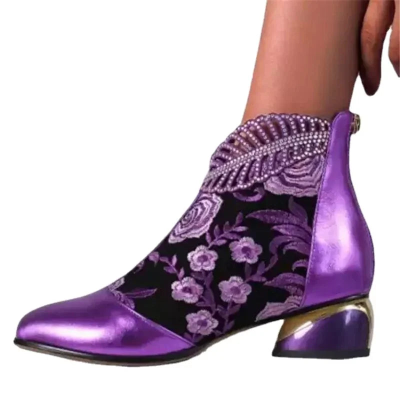 Nuevos botines, zapatos De Mujer, Botas De cuero bordadas...