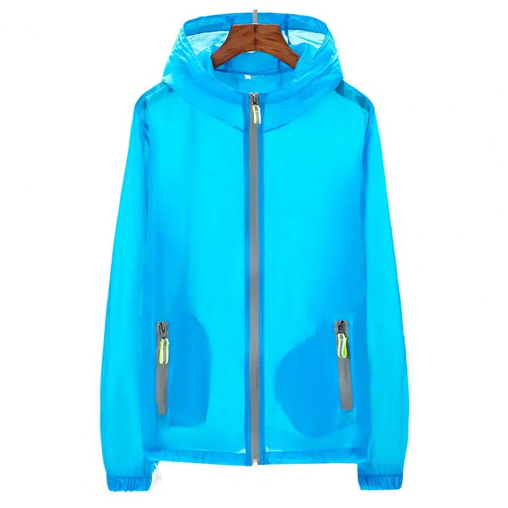 Reflective sun protection jacket for men by Corporación Turística, lightweight outdoor coat with reflective details.