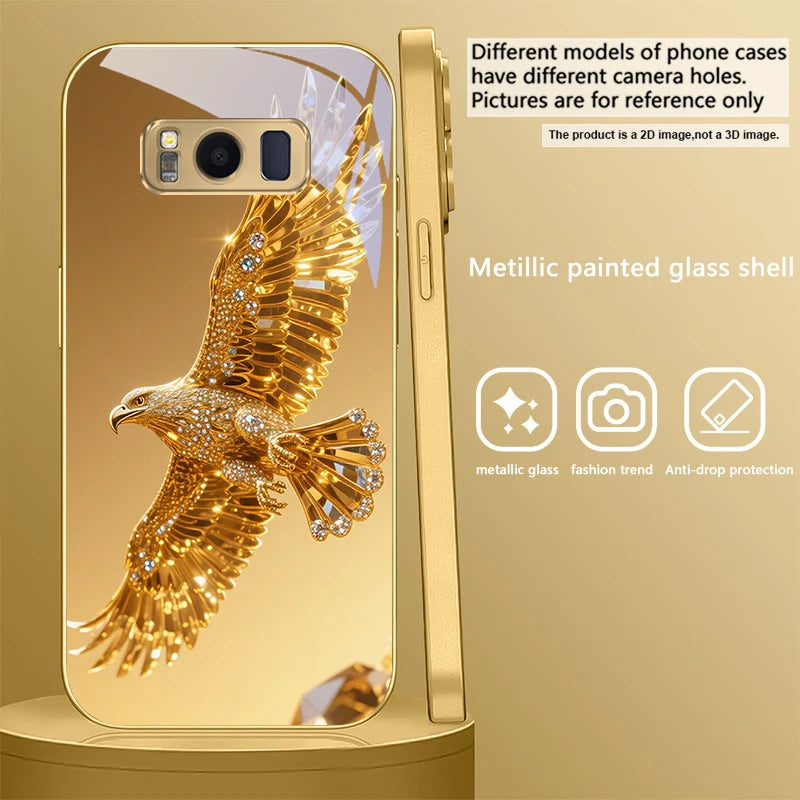 Gold dolphin phone case for Samsung Galaxy S20 FE, S21 Plus, S22, and S23 by Corporación Turística, featuring a detailed dolphin design.