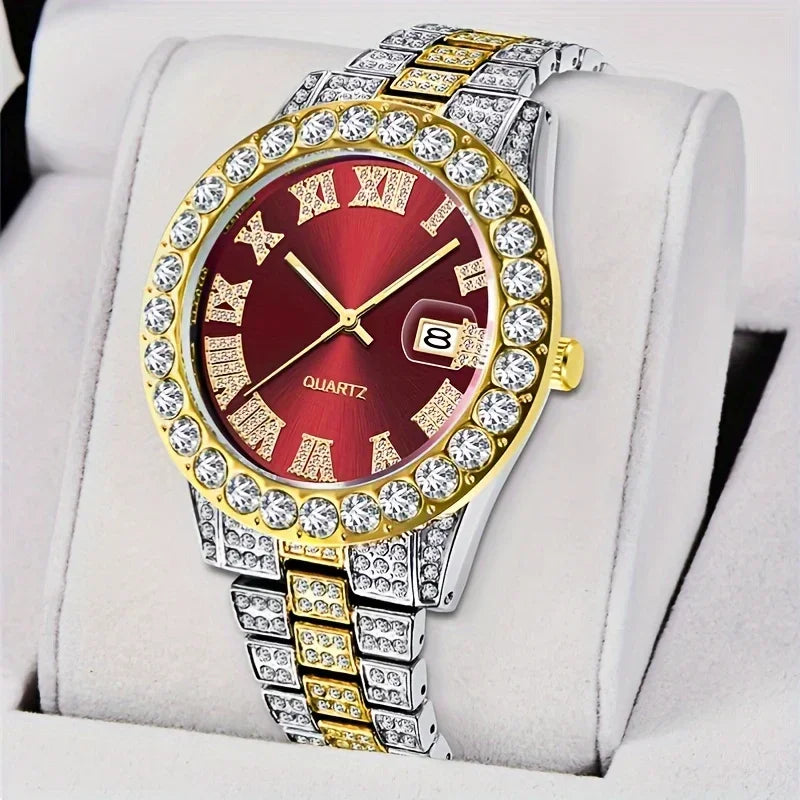 A08095-2-reloj de cuarzo con diamantes de imitación, cron...