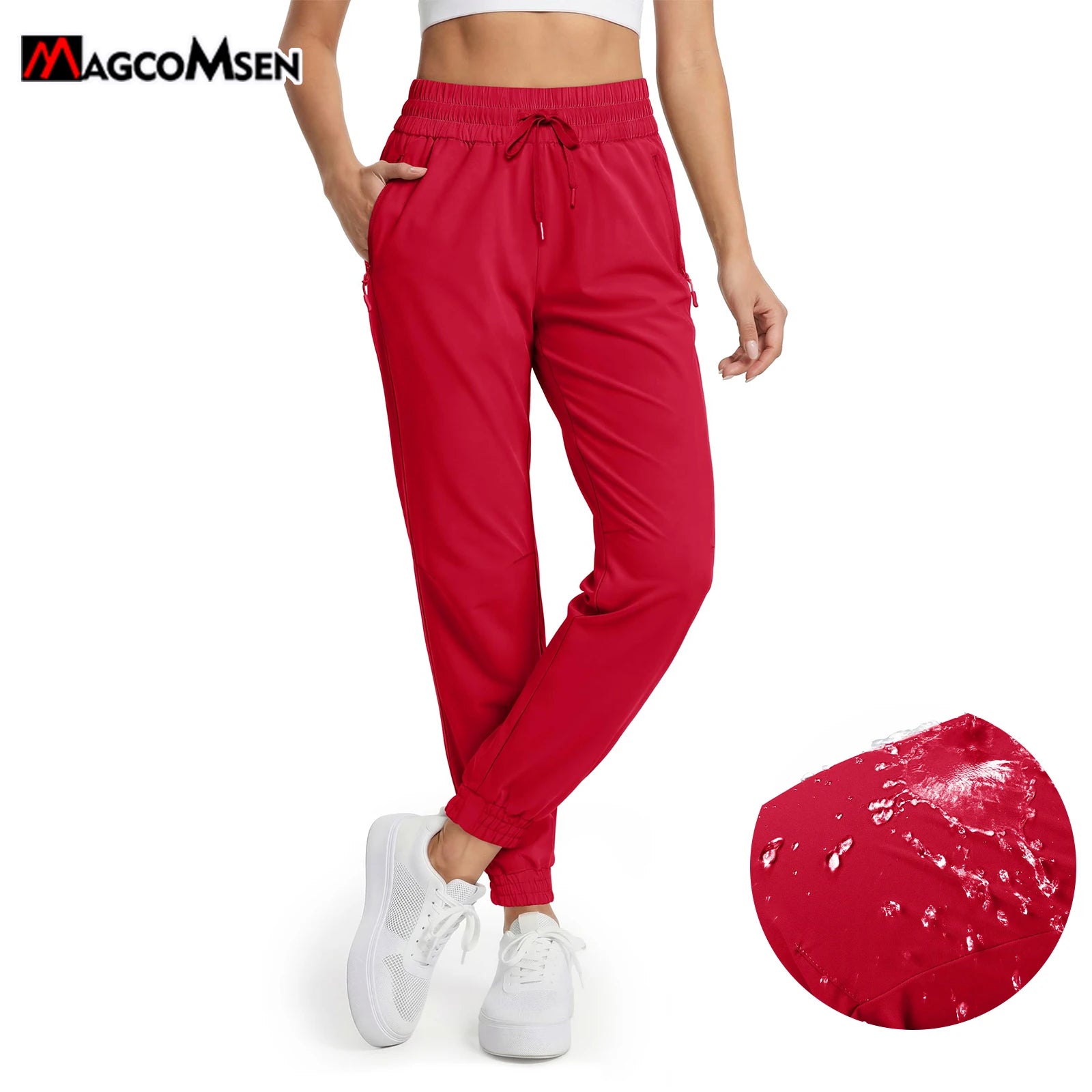 MAGCOMSEN Pantalones de senderismo impermeables para muje...