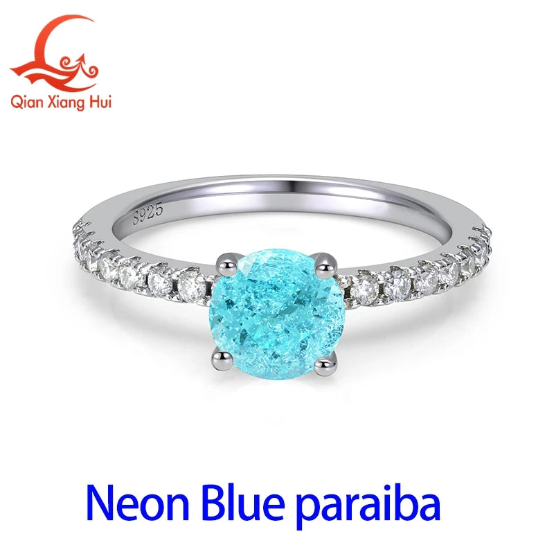 Anillo de Turmalina Paraiba Azul Neón Verdeáceo YAG Cread...