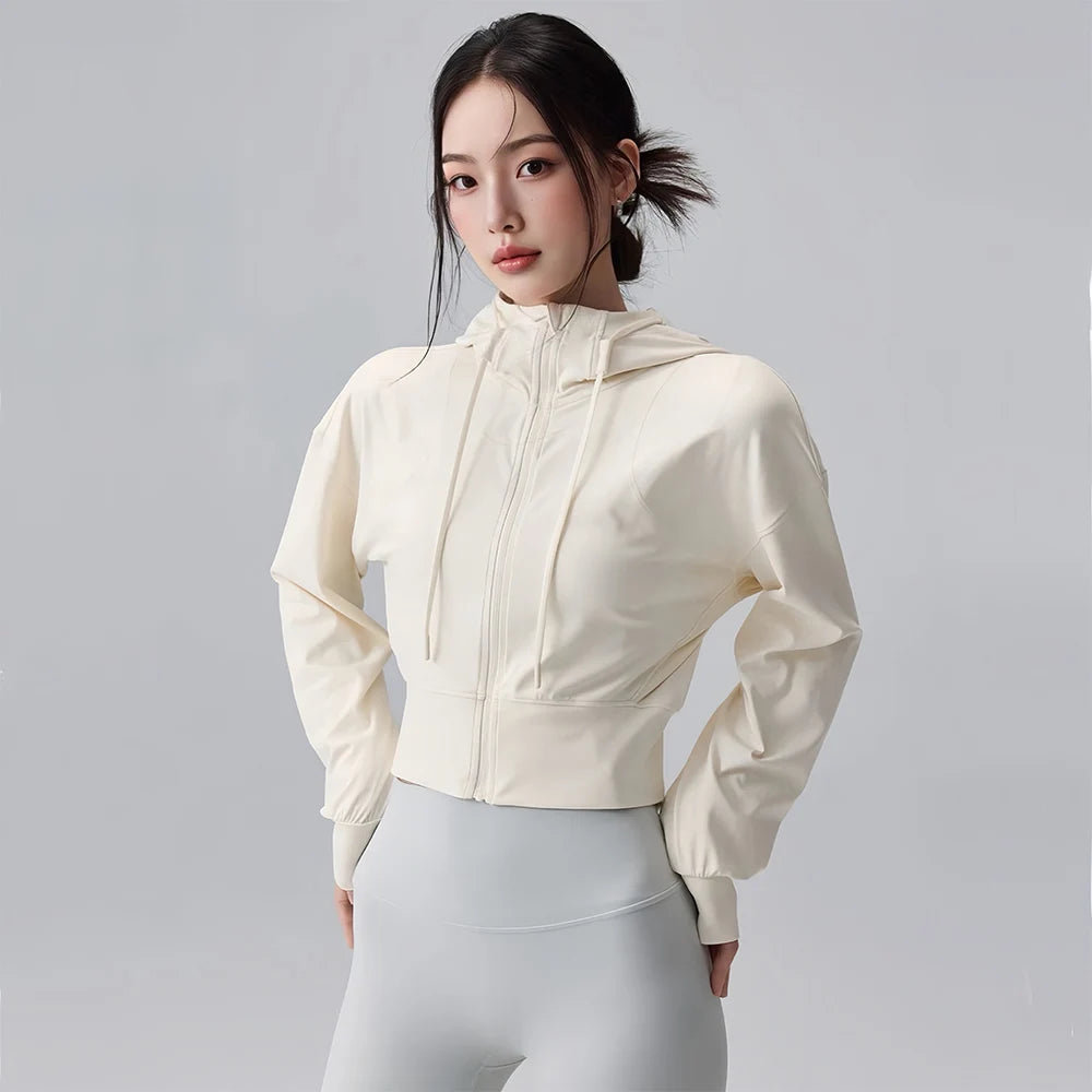 Chaqueta con capucha para correr para mujer, abrigo para ciclismo, Yoga, trotar, camisa, medias, deportes al aire libre, ropa de gimnasio, ropa deportiva para correr - Corporación Turística