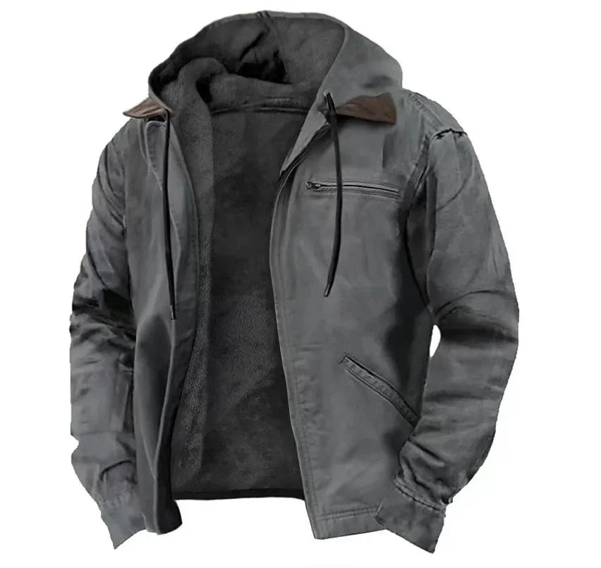 Chaquetas con Capucha Hombre: Abrigo Lana Cálido Cremallera