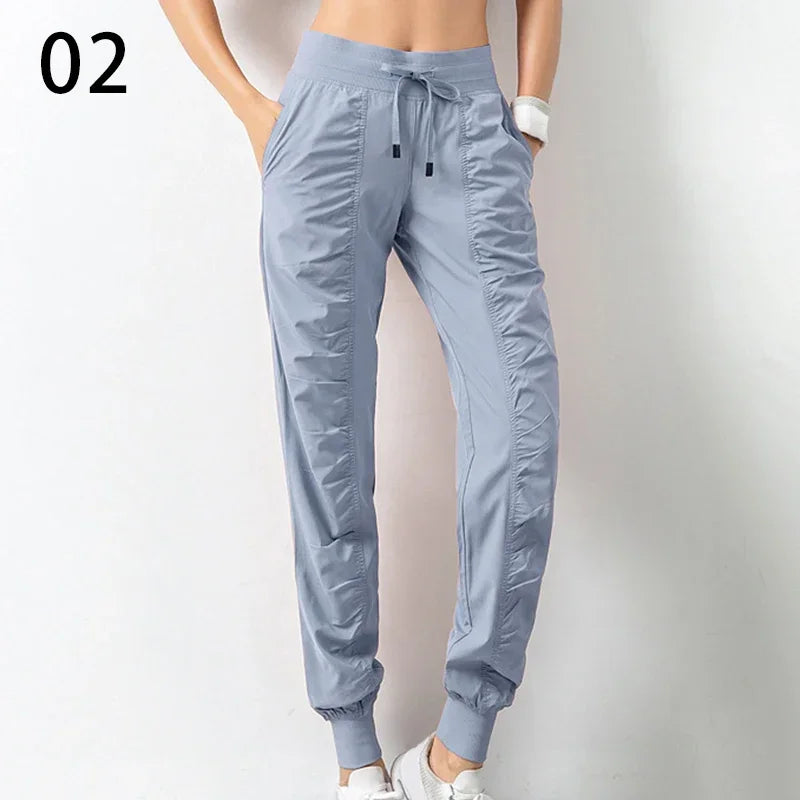 Pantalones de chándal de tela con cordón para correr, pan...