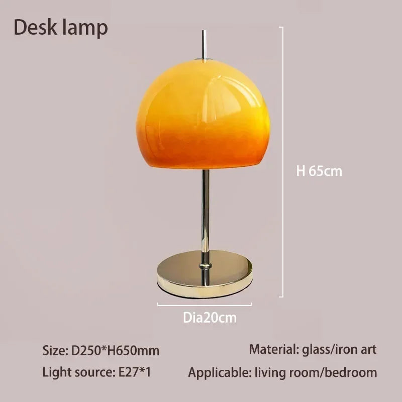 Lámpara de pie retro de cristal naranja con LED, estilo h...